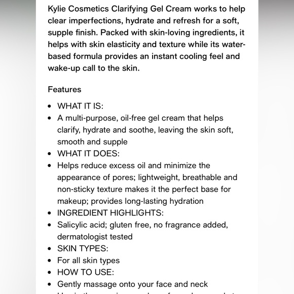 NIB Kylie Skin Clarifying Gel Cream 1.6oz - Picture 5 of 6